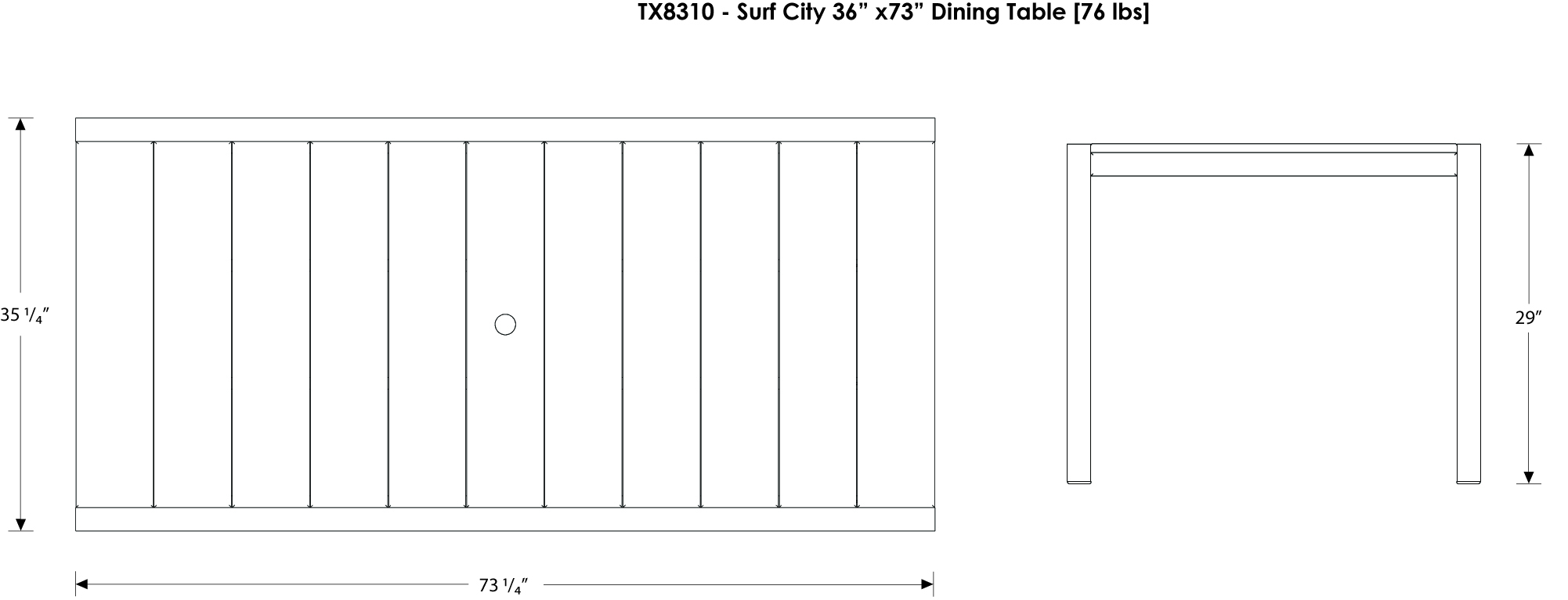 Trex® Outdoor Furniture Surf City 36 x 73 In Dining Table