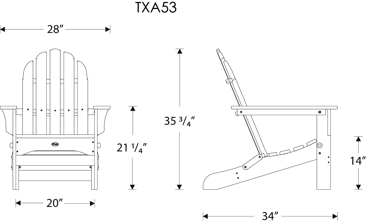 Trex® Outdoor Furniture Cape Cod Folding Adirondack Chair and Ottoman Seating Set