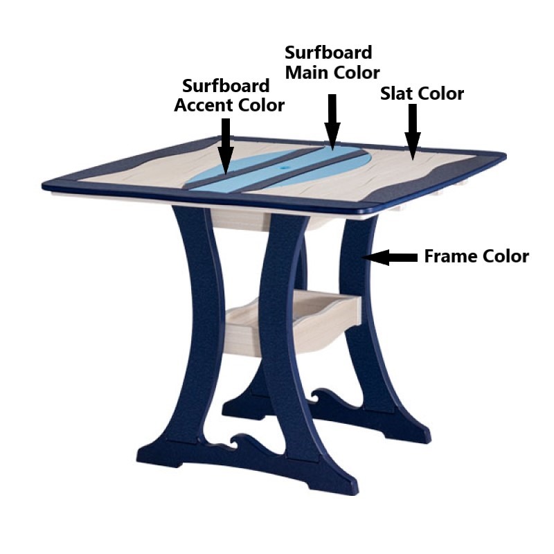 Finch Amish Poly 42 in x 43 in Wave Surfboard Dining Table